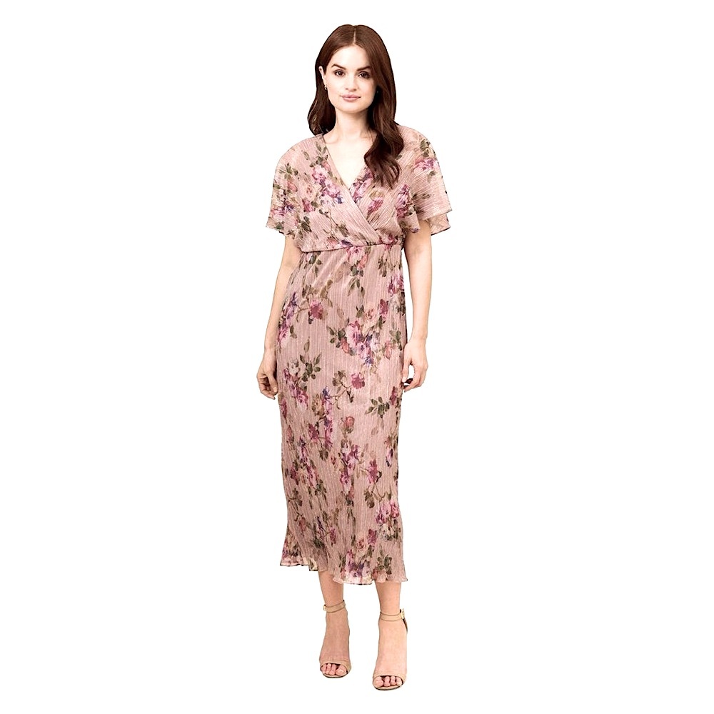 Adrianna Papell Floral Metallic Crinkle Dress NWT SIZES 4 and 2